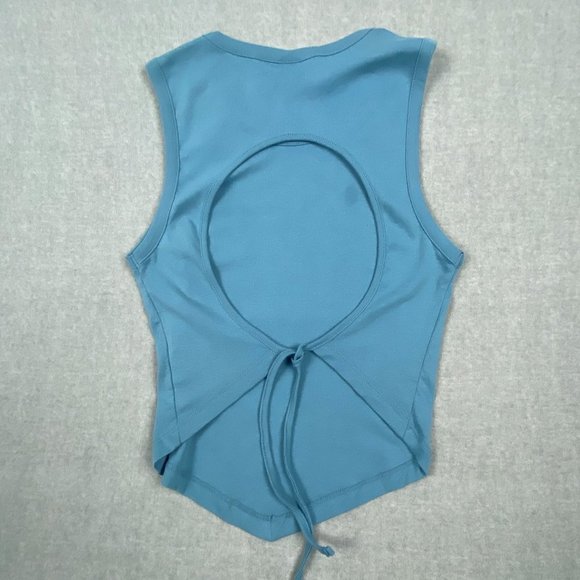 Urban Outfitters Crop Top XL Butterfly Open Back Tie Back Tank Teal Blue - Picture 7 of 14
